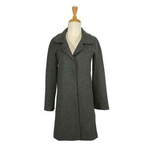 Poleci 4 Gray Wool Blend Long Dress Coat Y2K Minimalist Chic Professional Boss